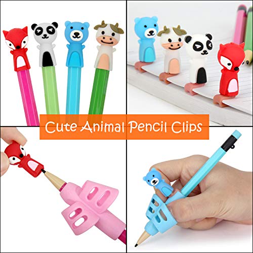 Colovis Pencil Grips,Upgraded Pencil Grips for Kids Handwriting,Pack of 12 Writing Aid Grips for Kids, School Supplies for Kids,Bonus with 8 Pencil Grip Clips.