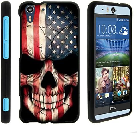 TurtleArmor | Compatible for HTC Desire EYE Case [Slim Duo] Two Piece Hard Cover Slim Snap On Case on Black - US Flag Skull