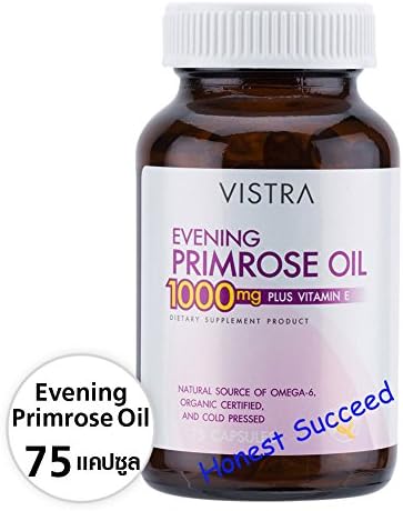 Vistra Evening Primrose Oil 1000 mg Plus Vitamin E 75 capsules.(Honest Succeed)