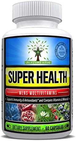 Super Health Men's Daily Multivitamin Supplement Vitamins A C D E B1 B2 B3 B5 B6 B12, Prostate Support, Male Support, Zinc, Selenium, Spirulina, Calcium, Magnesium, Biotin, Natural Non-Gmo