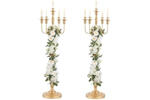 Inweder Gold Wedding Candelabra Tall - 50" Antique Floor Candelabra, Metal 5 Arm Candelabra, Spiral Candelabra Candle Holder, Candle Opera Centerpieces for Events, Party, Ceremony, Wedding Aisle, Home