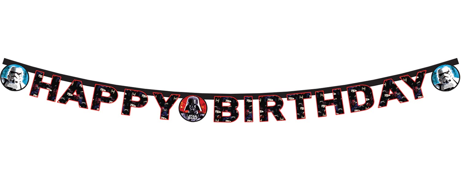 Unique Party 71970 - 1.6m Heroes and Villains Star Wars Happy Birthday Banner