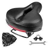 Puroma Bicycle Saddle Dual Spring Designed Suspension Shock Absorbing, Leather Bike Seat Pad Mounting Wrench Waterproof Protection Bike Seat Cover