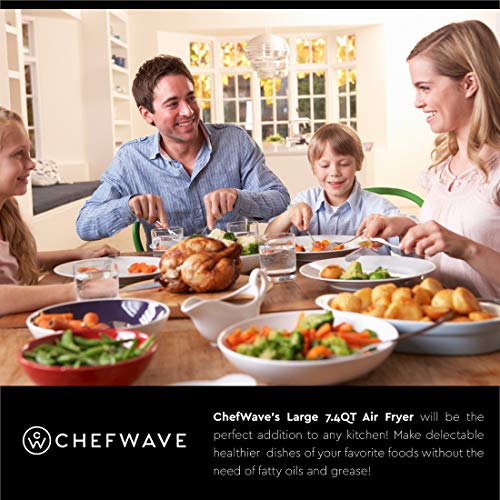 ChefWave 7.4qt Large Air Fryer – Uses Little or No Oil Healthy Cooker with High Speed 360° Air Circulation – Digital Touchscreen -7 Presets and Modes - 1700 Watt