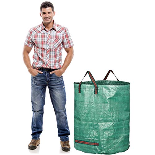 GardenMate 6-Pack 80 Gallons Professional Reusable Garden Waste Bags (H33, D26 inches) - Yard Waste Bags with Double Bottom