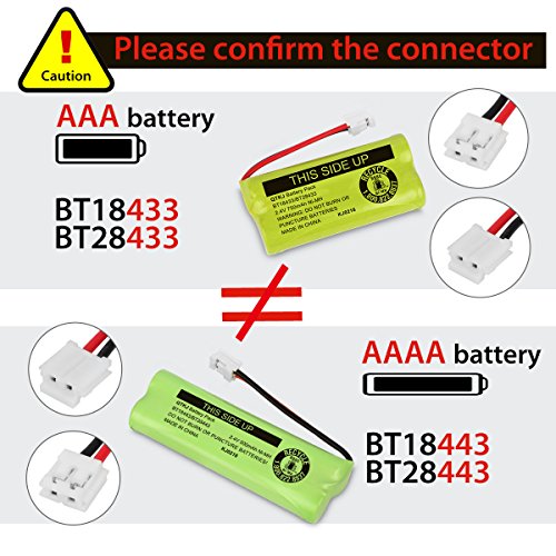 QTKJ BT18443 BT28443 89-1337-00-00 Cordless Phone Battery for VTech LS-6115 LS-6117 LS-6125 LS6126 LS6225 LS6205 LS6217 LS-6205 LS-6215 89133700 Cordless Handsets (2-Pack) - Thumbnail 4