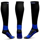 KKUP2U Compression Socks for Men & Women, 20-30 mmhg Medical Graduated Compression for Flight, Maternity, Travel, Nurses,Athletics, Running - Boost Stamina, Circulation & Recovery -Blue XL