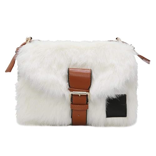 BEBIG Elegant Women Messenger Bag, Winter Women Faux Fur Messenger Shoulder Bags Leather Crossbody Satchel Bag