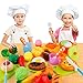 Sotodik 31PCS Cutting Toys Shopping Cart Toys Pretend Food Fruits Vegetable Playset Educational Learning Toy Kitchen Play Food for Boy Girl Kid (Red)