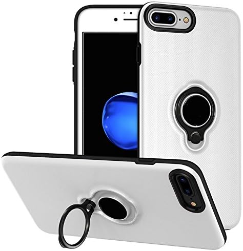 iPhone 6 Plus/6s Plus Battery Case - Veepax Premium 3700mAh Portable Charging Case for 6 Plus&amp;6s Plus&amp;7 Plus&amp;8 Plus Extended Rechargeable Power Bank with Ring Holder Magnet Kickstand - White
