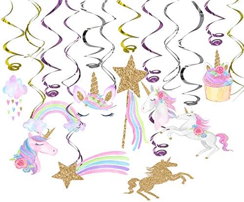 Unicorn Party Supplies Decorations, Outego Hanging Swirls for Birthday Party, Unicorn Theme Party Favors(36 Pack)