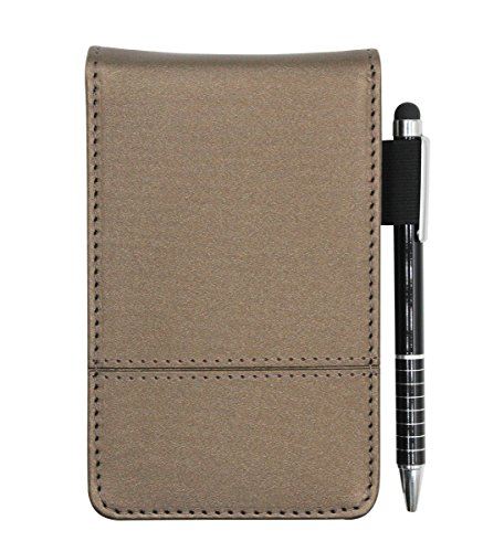 Small Pocket PU Leather Business Notebook Cover Jotter Multifunction A7 Mini Notepad with 8 Digital Calculator,30 Pages Note Paper, 0.7 Metal Rotating Pen,and Pen Holder (Coffee)