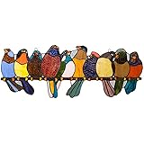 River of Goods Bird Suncatcher: Stained Glass Birds on a Wire Hanging Sun Catcher Window Panels