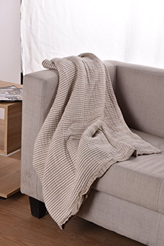 Premium Cotton Blanket - Queen Size,79'X87' Dyes The Jacquard Weave Frivolous Ventilation Design Brown Cozy Blanket for Bed, Couch