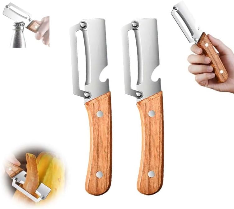 Multi-Functional Vegetable Peeler for Kitchen, with Ergonomic Non-Slip Handle, Good Sturdy, 2 in 1 Fruit Peeler and Bottle Opener, best for potato, vegetable, apple, carrot and more(2pcs)