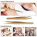 Straight & Curved Tweezers 2 Pieces Eyelash Extension Tweezers Set Stainless Steel Tweezers Lash Extension Tweezers Eye Makeup Tools (Gold)