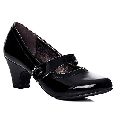 Foster Footwear Ladies Y620 Black Low Block Heel Court Mary Jane