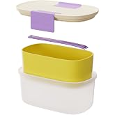 CHAKO LAB Fruit Storage Containerswith Removable Colander, Built-in fruit fork, Food Storage Containers with Lids 21oz(lemon)