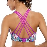 CharmLeaks Women's strappy bra workout bra top workout clothes workout tanks sports bra,Pur Chic,Medium