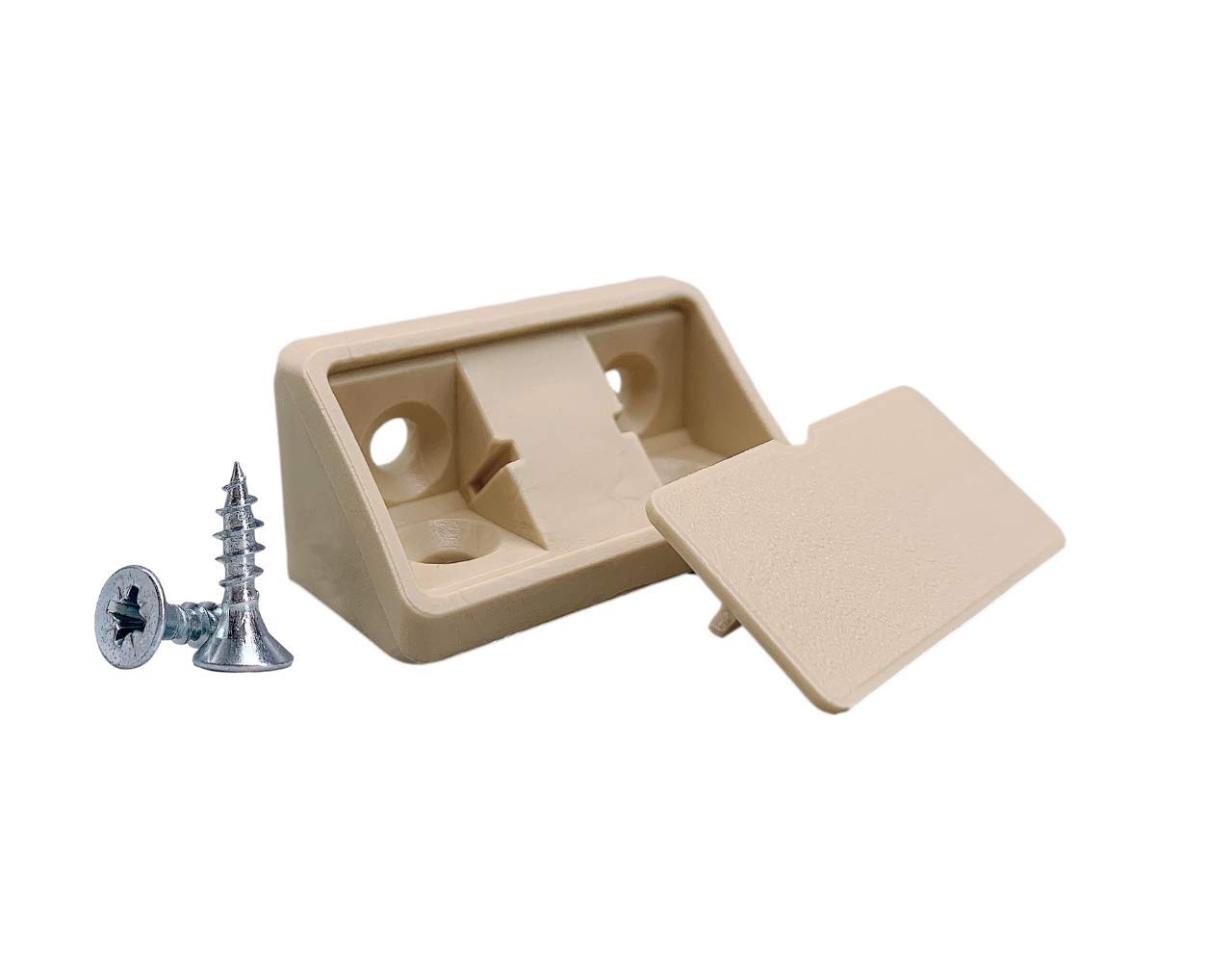 (Pack of 100 pcs) Beige Shelf Brackets 44 x 20 x 20 mm, Furniture Corner Joints Plastic 90 Degree Corner Brace Joint, Right Angle, Screws Included (100, Beige) — image 1