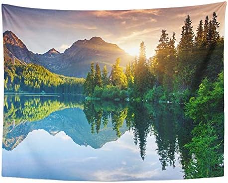 SSKBJTBDW Mountain Lake in National Park High Tatra Strbske Pleso Slovakia Europe Beauty Tapestry Soft Polyester Cotton Appropriate Size Nice Wall Hanging Decoration