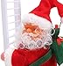 Electric Santa Climbing Ladder to Tree, Climbing Up and Down Santa Claus on Ladder with Music and Bag of Presents Tree Holiday Party Home Door Wall Decoration Xmas Ornament Toys Gift