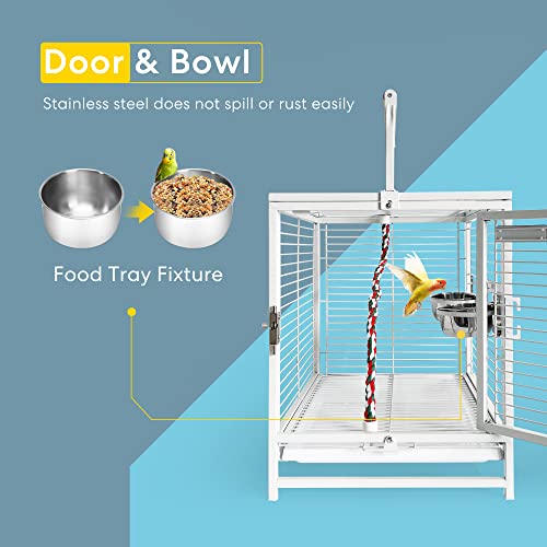 VIVOHOME 19 Inch Wrought Iron Bird Travel Carrier Cage for Parrots