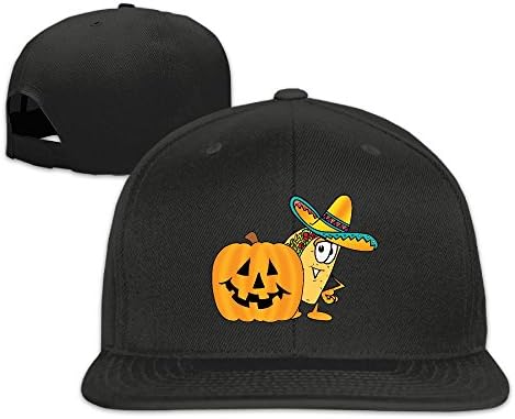 Taco And Pumpkin Unisex Causal Fitted Flat Bill Skater Hat For Men And Women