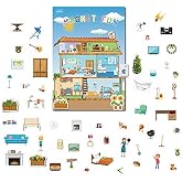 Magnetic Portable Playboard Doll House Family Magnets Learning Travel Toy (65 Pcs)