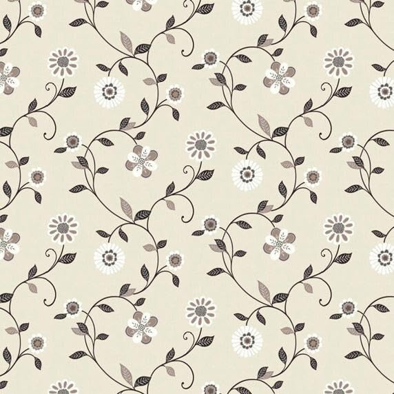 Pack of 5 Dolls House Miniature Mixed Black And White Flowers Wallpaper