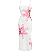 Verdusa Women's Floral Print Layered Cami Dress High Rise Backless Sleeveless Long Dress