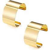 MONAZEO 2Pcs Cuff Bangle Bracelet for Women Open Wide Wire Bracelets Gold Wrist Cuff Wrap Bracelet Adjustable