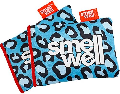 SmellWell Shoe Deodorizer and Freshener: Scented Natural Charcoal Moisture Remover - For All Shoes, Boxing Gloves, Gym Bags and Lockers (2 Pack Blue Leopard)