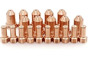 VCFDZCFD HUEGU 20pcs PT-80 PT80 IPT-80 PTM-80 Plasma Cutting Torch Consumables Electrode 52558 Nozzle 51311 P1.0 Tip 1.0mm 0.039'', Copper