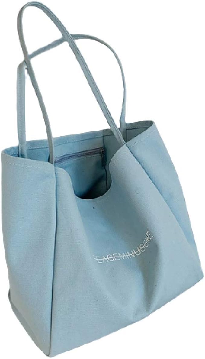 Amazon トートバッグ マザーズバッグ 無地 キャンバスバッグ 肩掛けバッグ レデイース グローサリー 可愛い 通学 通勤 帆布 大容量 多機能 花柄 出掛けバッグ 便利 おしゃれ 長持ち ブルー Qqifengdian トートバッグ
