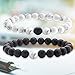 Long Distance Relationship Bracelets, Black Agate & White Howlite 8 mm, Pair of 2
