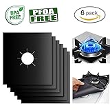 Gas Range Protectors 6 Packs, FengNiao 0.2mm Thickness Reusable Cuttable Gas Stove Burner Covers, Non-Stick, Fast Clean, FDA approved