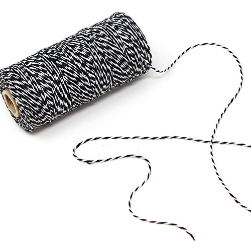 Just Artifacts ECO Bakers Twine 240yd 4Ply Striped Black - Decorative Bakers Twine for DIY Crafts and Gift Wrapping - Thumbnail 2