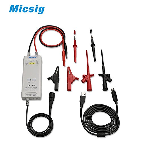 Micsig DP10013 High Voltage Differential Probe 1300V 100MHz 3.5ns Rise Time 50X/500X Attenuation, Tektronix P5200A P5205A P5210A
