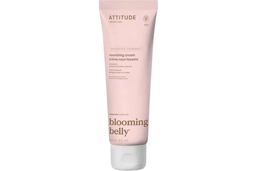 ATTITUDE Pregnancy Nourishing Body Cream, EWG Verified, Dermatologically Tested, Plant and Mineral-Based, Vegan Maternity Products, Argan Oil, 8 Fl Oz