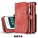 Iphone 8 Plus Leather Wallet Magnetic Phone Case Detachable Protective Case with Card Holder Folio Flip Cover, Red