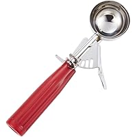 Cookie Scoop - #24 (1.35 oz) - Disher Scoop, Portion Scoop, Food Scoop - Portion Control - 18/8 Stainless Steel, Red Handle