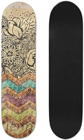 Blank Decks 31" Skateboard Plastic Boho Chic Bohemian Art Boho Poster Board With Bendable Deck For Kids Boys Youths Beginners