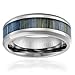 Cavalier Jewelers 8MM Men's Titanium Ring Wedding Band | Black and Gray Zebra Wood Inlay | Beveled Edges