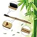 Bamboo Toothbrush Biodegradable Toothbrush with Charcoal Infused and Medium Bristles (4 pack)