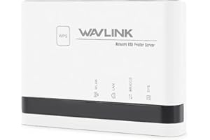 GOWENIC USB Print Server, 10/100Mbps Ethernet to USB 2.0 Network Print Server LAN Bridge Sharing Wired Wireless Standalone Mo