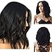 Lace Front Wig Deep Invisible with Natural Hairline Japanese Kanekalon Fiber Synthetic Wig Long Medium (wavy-#1b natural black)