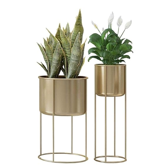 CZZ Pflanzenständer-Set / 2 Sätze Moderne Blumentöpfe Metall-Blumenständer/Dekorationsständer Blumentopfständer Indoor/Outdoo