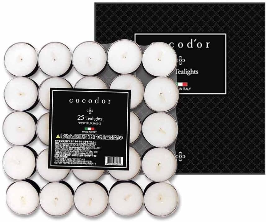 Candles & Holders - COCODOR Scented Tealight Candles/Winter Jasmine / 25 Pack / 4-5 Hour Extended Burn Time/Made in Italy, Cotton Wick, Scented Home Deco, Fragrance, Mother's Day