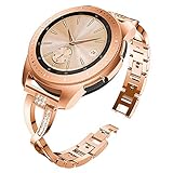 Aiiko Galaxy Watch (42mm) Bands - 20mm X-Link Fashion Design Stainless Steel Metal Replacement Band Link Bracelet with Rhinestone Diamond Bling for Samsung Galaxy Watch 42mm SM-R810/R815,Rose Gold